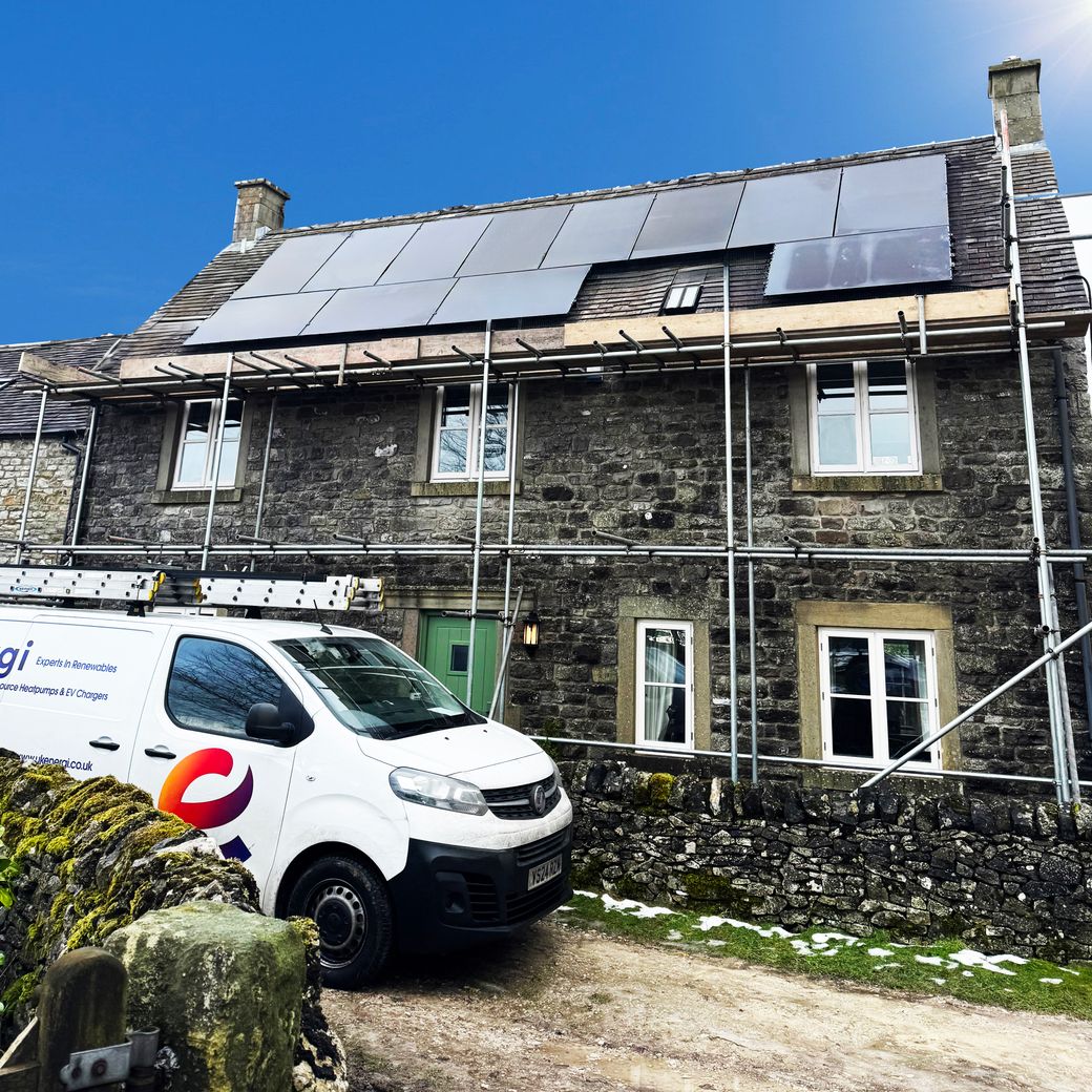 uk energi van and house getting solar installed